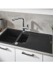 Grohe K500 Kuvars Kompozit Eviye 60 -C 100/50, Granit Siyah Rengi