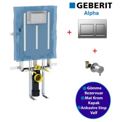 Geberit Alpha Üçlü Set-Mat Krom