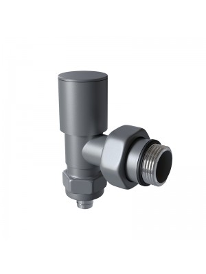 Radyatör Vanası 1/2'' Antrasit Köşe Pex (Metal Volanlı 16*2mm Boru Bağl. Rakorlu)