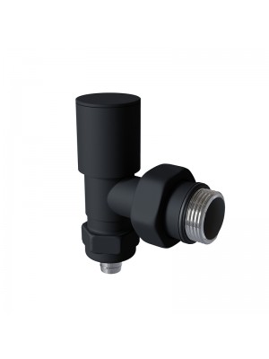 Radyatör Vanası 1/2'' Siyah Köşe Pex (Metal Volanlı 16*2mm Boru Bağl. Rakorlu)