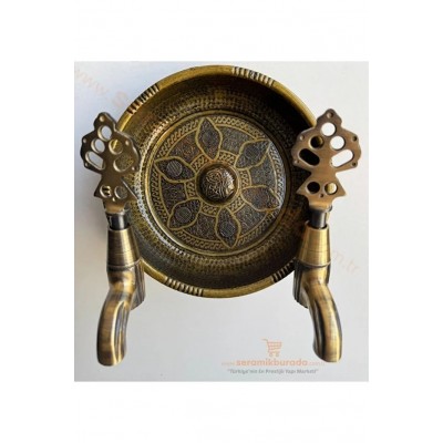 Hamam Taslı İkili Osmanlı Musluğu Antik 